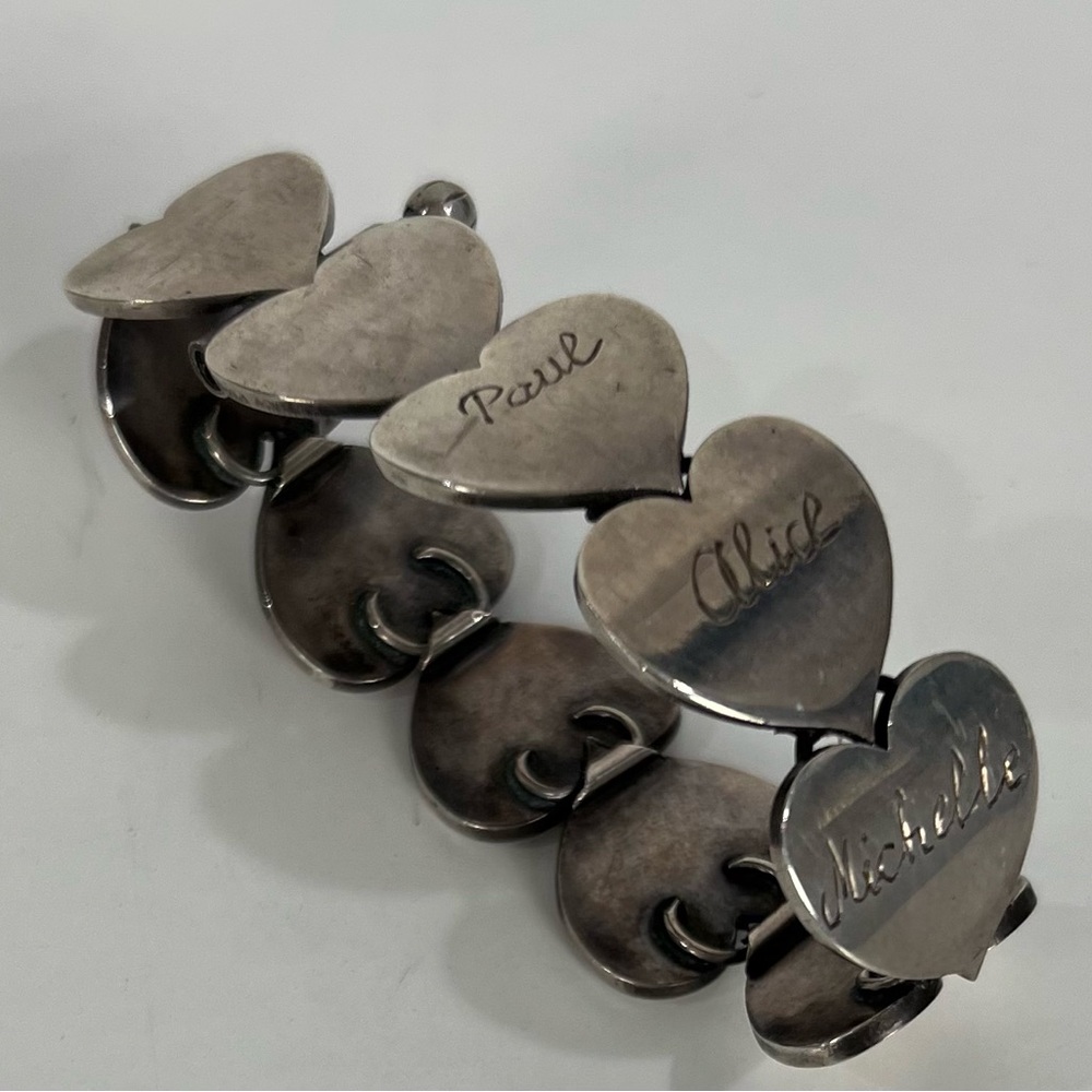 Vintage Hans Hansen Bracelet Sterling Silver 925S Personalized Hearts 2.4 Oz